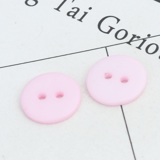 Picture of Resin Sewing Buttons Scrapbooking 2 Holes Round Pink 15mm Dia, 200 PCs
