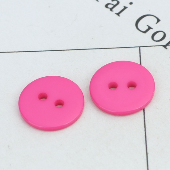 Picture of Resin Sewing Buttons Scrapbooking 2 Holes Round Fuchsia 15mm Dia, 200 PCs