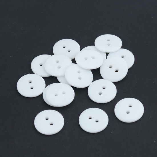 Picture of Resin Sewing Buttons Scrapbooking 2 Holes Round White 18mm Dia, 200 PCs