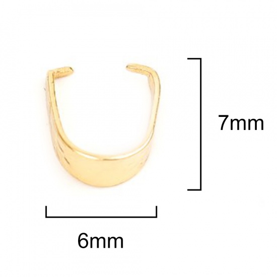 Picture of 304 Stainless Steel Pendant Pinch Bails Clasps U-shaped Gold Plated 7mm x 6mm, 10 PCs