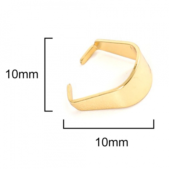 Immagine di 304 Acciaio Inossidabile Fermagli Per Ciondolo Pizzico A Forma di U Oro Placcato 10mm x 10mm, 10 Pz
