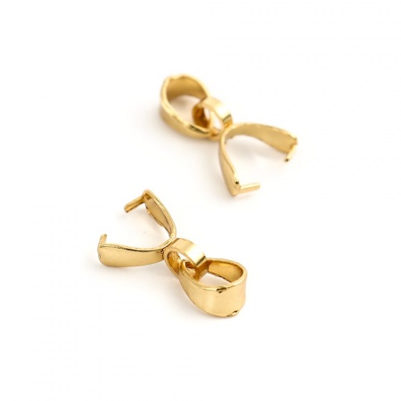 Picture of 304 Stainless Steel Pendant Pinch Bails Clasps Gold Plated 12mm x 7mm, 10 PCs