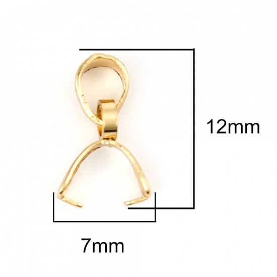 Picture of 304 Stainless Steel Pendant Pinch Bails Clasps Gold Plated 12mm x 7mm, 10 PCs