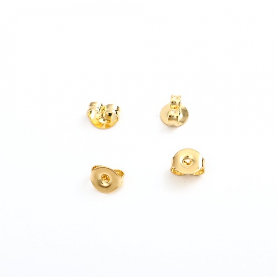 Picture of 304 Stainless Steel Ear Nuts Post Stopper Earring Findings Butterfly Animal Gold Plated 5mm x 4mm, 50 PCs
