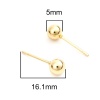 Picture of 304 Stainless Steel Ear Post Stud Earrings Round Gold Plated W/ Stoppers 5mm Dia., Post/ Wire Size: (20 gauge), 10 PCs