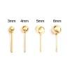 Picture of 304 Stainless Steel Ear Post Stud Earrings Round Gold Plated W/ Stoppers 5mm Dia., Post/ Wire Size: (20 gauge), 10 PCs