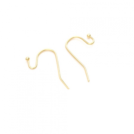 Picture of 304 Stainless Steel Ear Wire Hooks Earring Findings Gold Plated 21mm x 12mm, Post/ Wire Size: (21 gauge), 10 PCs
