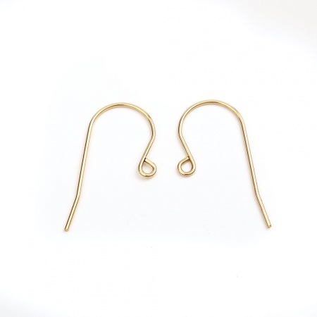 304ステンレス鋼 ピアスフック n形 金メッキ ループ付き 27mm x 14mm、 ワイヤーサイズ: （20号）、 10 個 の画像