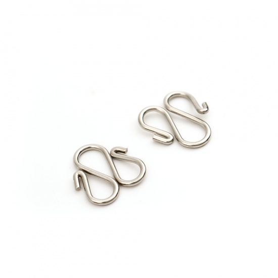 Picture of 304 Stainless Steel Clasps Silver Tone 13mm x 11mm, 10 PCs