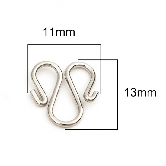 Изображение 304 Нержавеющая Сталь Застежки Серебряный Тон 13мм x 11мм, 10 ШТ