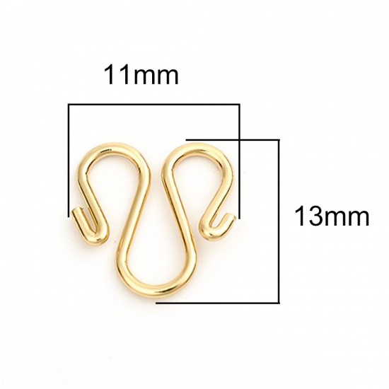 Picture of 304 Stainless Steel Clasps Gold Plated 13mm x 11mm, 10 PCs