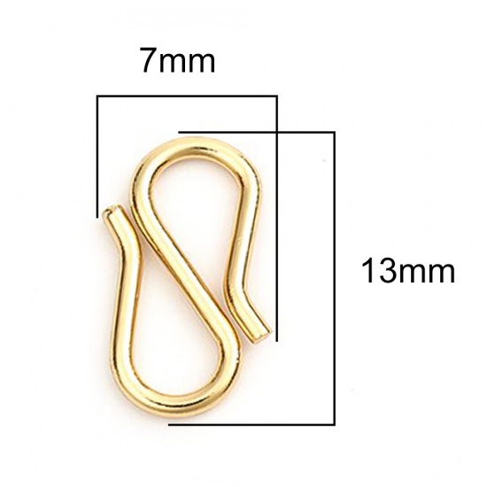 Picture of 304 Stainless Steel Clasps Gold Plated 13mm x 7mm, 10 PCs