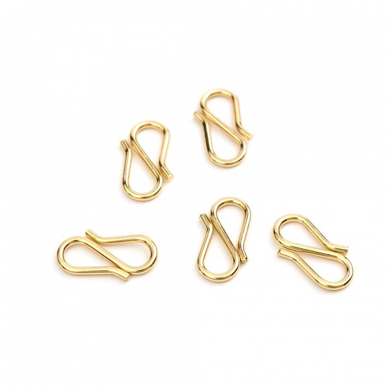 Picture of 304 Stainless Steel Clasps Gold Plated 13mm x 7mm, 10 PCs