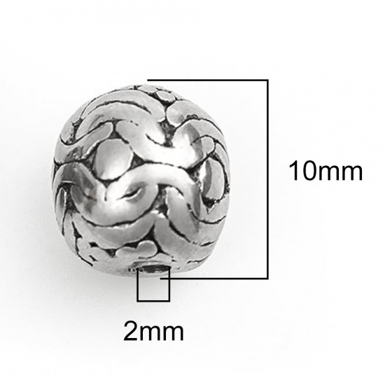 Immagine di 304 Acciaio Inossidabile Perline Ovale Argento Antico Onda 10mm x 9mm, Buco: Circa 2mm, 10 Pz