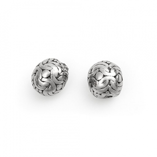 Immagine di 304 Acciaio Inossidabile Perline Ovale Argento Antico Onda 10mm x 9mm, Buco: Circa 2mm, 10 Pz