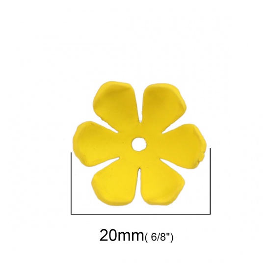 Picture of Zinc Based Alloy Beads Caps Flower Yellow (Fit Beads Size: 20mm Dia.) 20mm x 17mm, 2 PCs