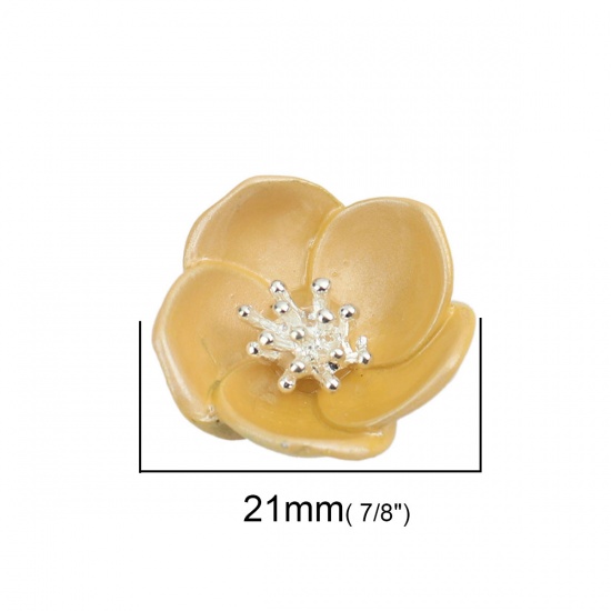 Picture of Polymer Clay Dome Seals Cabochon Flower Pale Yellow 21mm x 21mm, 4 PCs