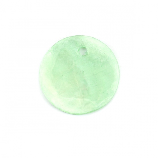 Picture of Natural Shell Charms Round Green 15mm Dia., 20 PCs
