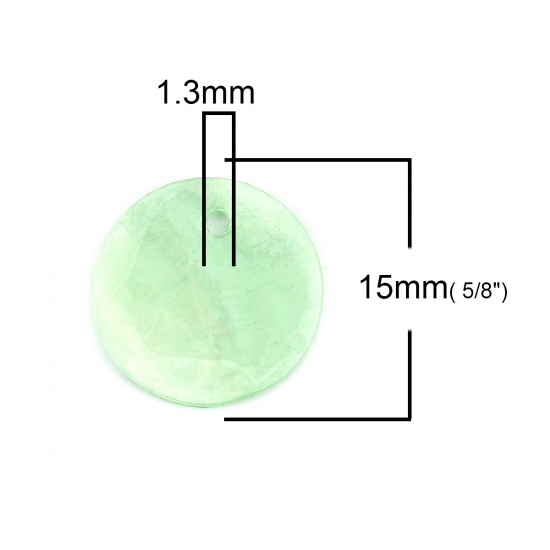 Immagine di Naturale Conchiglia Charms Tondo Verde 15mm Dia, 20 Pz