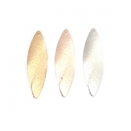 Picture of Brass Pendants Silver Tone Marquise Dot Sparkledust 34mm x 10mm, 5 PCs                                                                                                                                                                                        