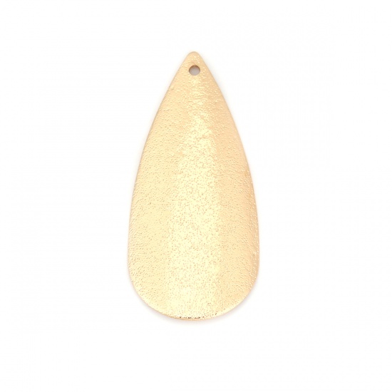 Picture of Brass Pendants Gold Plated Drop Dot Sparkledust 41mm x 19mm, 5 PCs