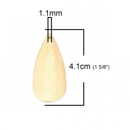 Picture of Brass Pendants Gold Plated Drop Dot Sparkledust 41mm x 19mm, 5 PCs