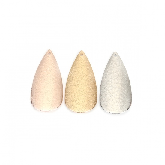 Picture of Brass Pendants Gold Plated Drop Dot Sparkledust 41mm x 19mm, 5 PCs
