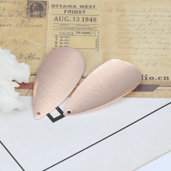 Picture of Brass Pendants Rose Gold Drop Dot Sparkledust 41mm x 19mm, 5 PCs