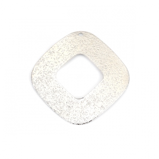 Image de Pendentifs en Laiton Losange Argent Mat Texture Amas Stellaire 35mm x 35mm, 5 Pcs