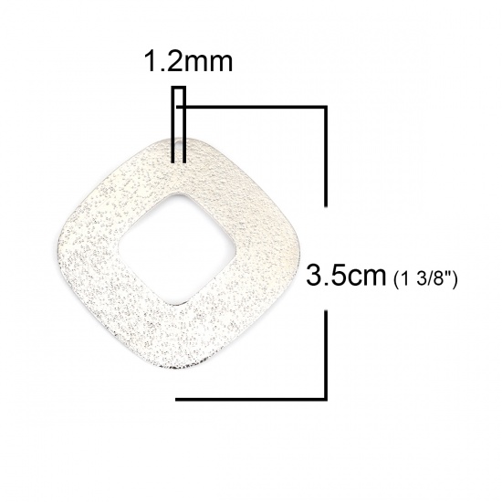 Image de Pendentifs en Laiton Losange Argent Mat Texture Amas Stellaire 35mm x 35mm, 5 Pcs