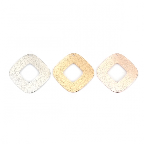 Image de Pendentifs en Laiton Losange Argent Mat Texture Amas Stellaire 35mm x 35mm, 5 Pcs