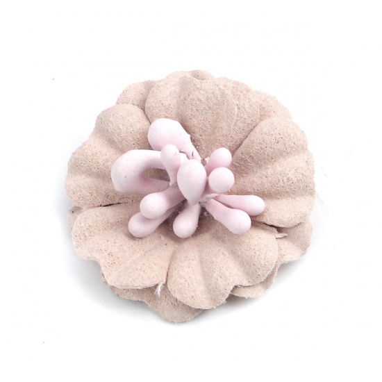 Image de DIY Artisanat en Tissu Couleur Pêche Fleur 24mm x 23mm, 10 Pcs