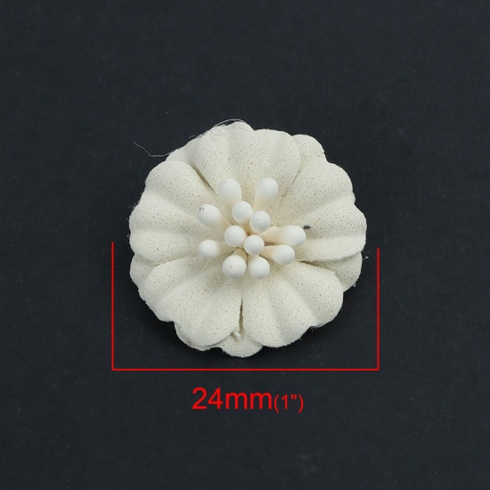 Immagine di Stoffa Fai Da Te Bianco Fiore 24mm x 23mm, 10 Pz