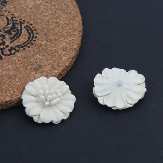 Immagine di Stoffa Fai Da Te Bianco Fiore 24mm x 23mm, 10 Pz