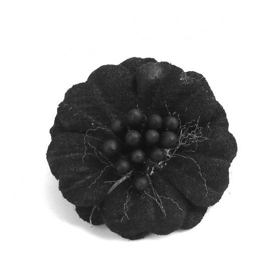 Imagen de Tejido DIY Artesanía Negro Flor 24mm x 23mm, 10 Unidades