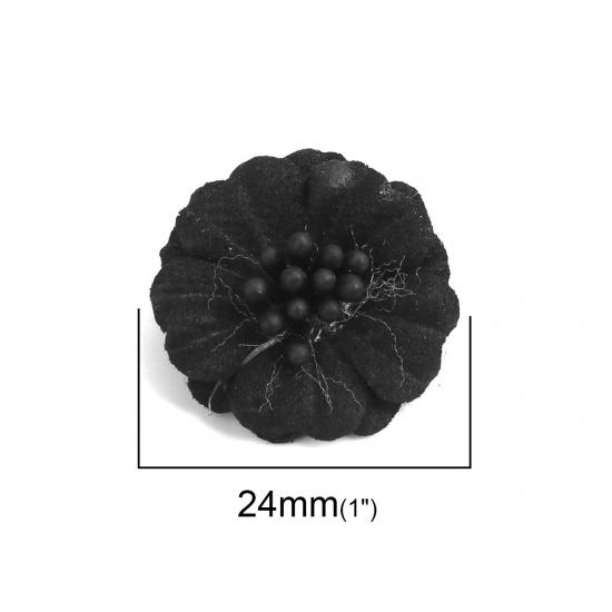 Immagine di Stoffa Fai Da Te Nero Fiore 24mm x 23mm, 10 Pz