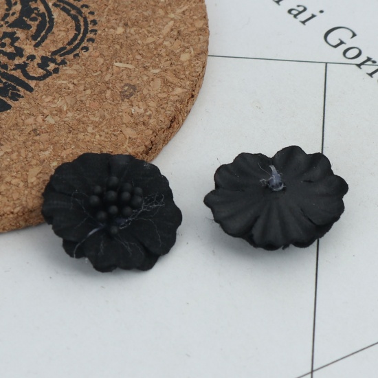 Immagine di Stoffa Fai Da Te Nero Fiore 24mm x 23mm, 10 Pz