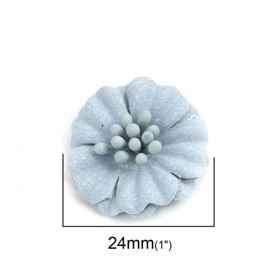 Immagine di Stoffa Fai Da Te Blu Chiaro Fiore 24mm x 23mm, 10 Pz