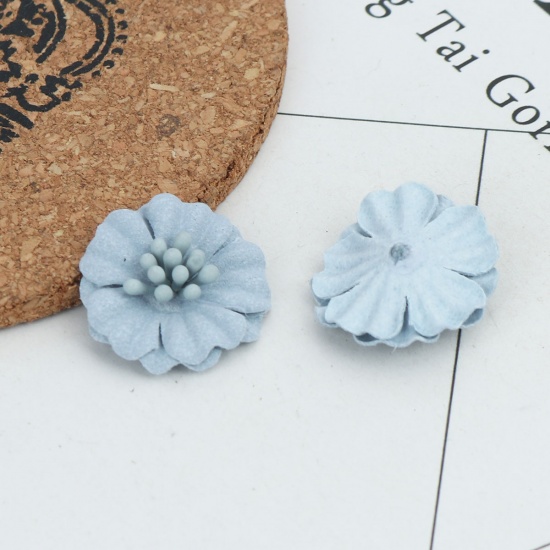 Immagine di Stoffa Fai Da Te Blu Chiaro Fiore 24mm x 23mm, 10 Pz