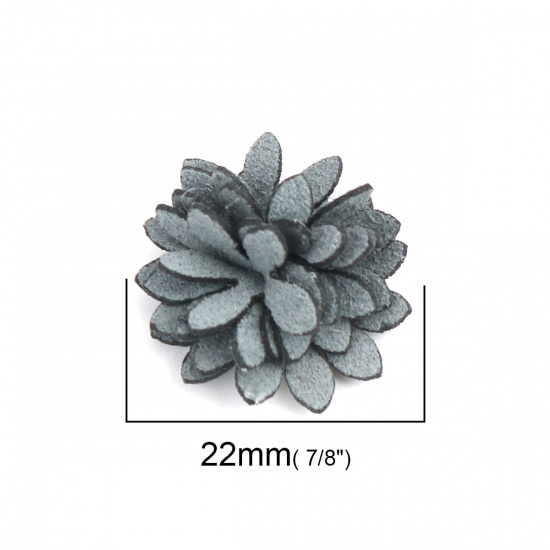 Picture of Fabric For DIY & Craft Steel Gray Flower 22mm x 22mm, 20 PCs