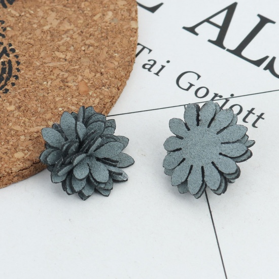 Picture of Fabric For DIY & Craft Steel Gray Flower 22mm x 22mm, 20 PCs