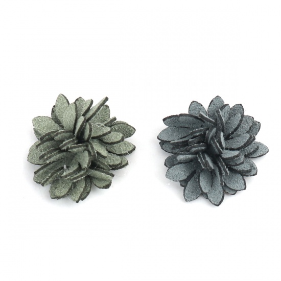 Picture of Fabric For DIY & Craft Steel Gray Flower 22mm x 22mm, 20 PCs