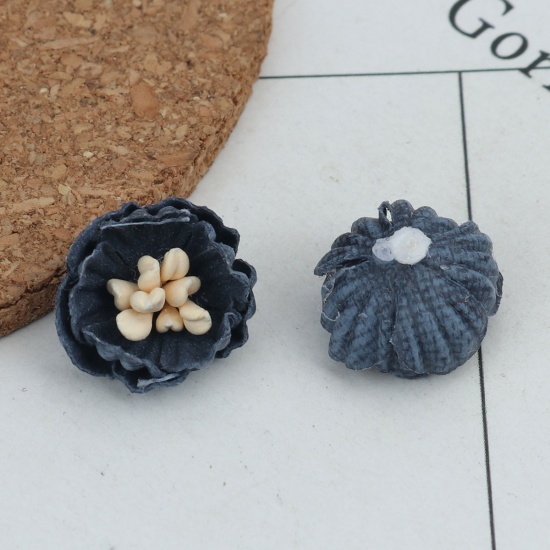 Picture of Fabric For DIY & Craft Navy Blue Flower 16mm x 15mm, 10 PCs