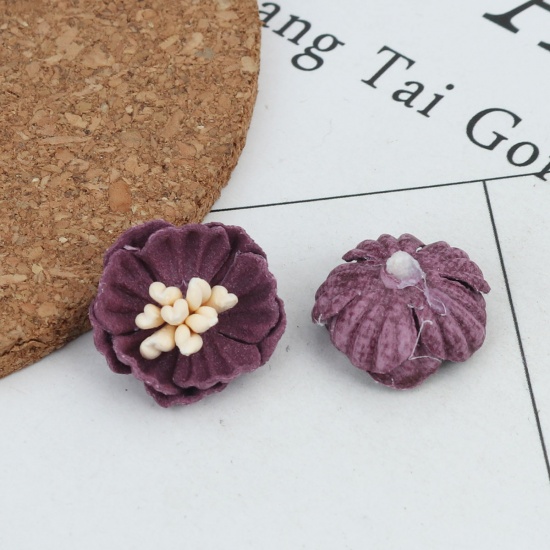 Picture of Fabric For DIY & Craft Purple Flower 16mm x 15mm, 10 PCs
