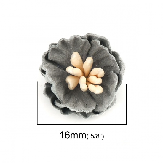 Picture of Fabric For DIY & Craft Gray Flower 16mm x 15mm, 10 PCs