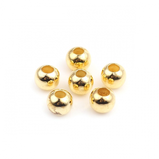 Immagine di Lega di Zinco Perline Tondo Oro Placcato Come 6mm Dia, 200 Pz