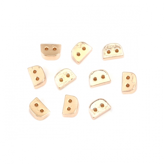 Picture of Zinc Based Alloy Spacer Beads Two Holes Arched Gold Plated About 9mm x 6mm, Hole: Approx 0.9mm, 10 PCs