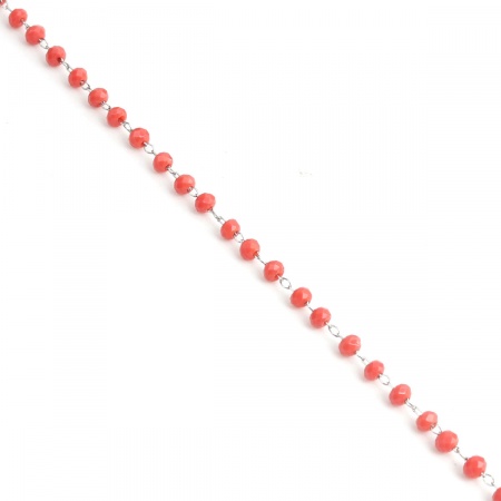 Immagine di 1 M 304 Acciaio Inossidabile Catena di Perline Per Risultati di Creazione di Gioielli Fai-da-te Fatti a Mano Tono Argento Rosso Scuro 3.5x2.8mm
