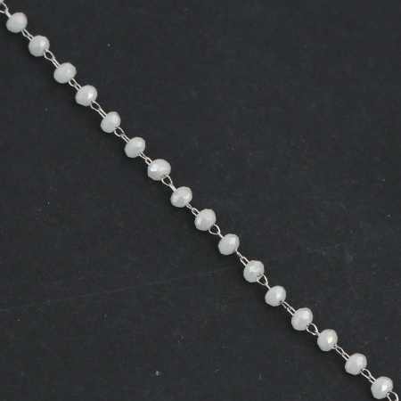 Immagine di 1 M 304 Acciaio Inossidabile Catena di Perline Per Risultati di Creazione di Gioielli Fai-da-te Fatti a Mano Tono Argento Bianco 3.5x2.8mm