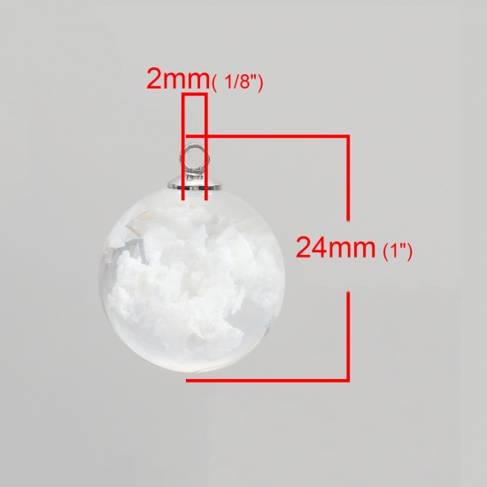 Immagine di Vetro Tempo Collezione Charms Tondo Nuvole Bianco Trasparente 24mm x 20mm, 2 Pz